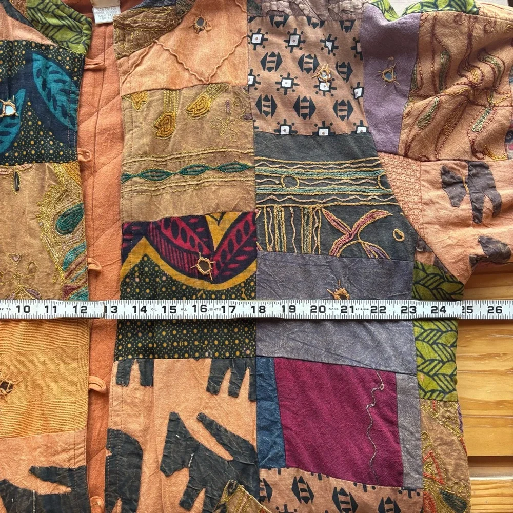 Vintage Handmade Patchwork Quilt Jacket Kantha Boho Oversized Cotton Artsy India